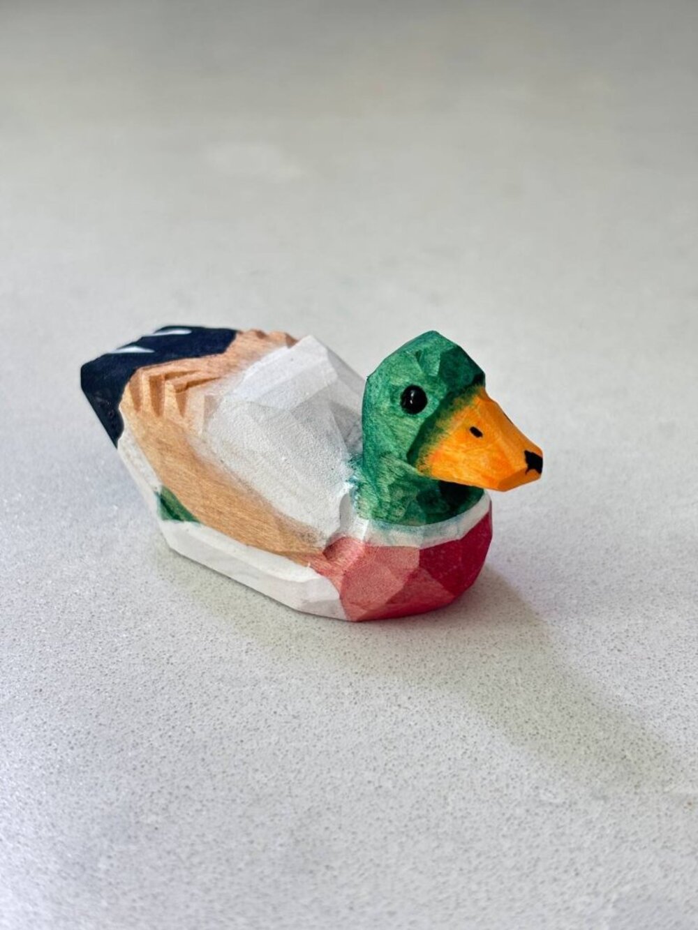 Hand Carved Wooden Duck Figurine